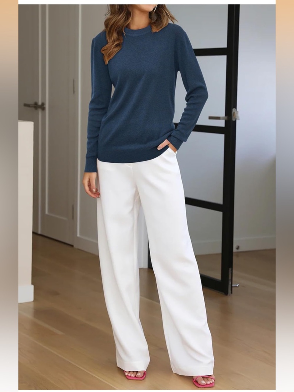 Classic Women's Crew Neck Sweater - Blue - Picture 3 of 16